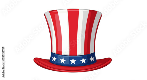 Patriotic Uncle Sam Top Hat American Flag Design, Independence Day Symbol