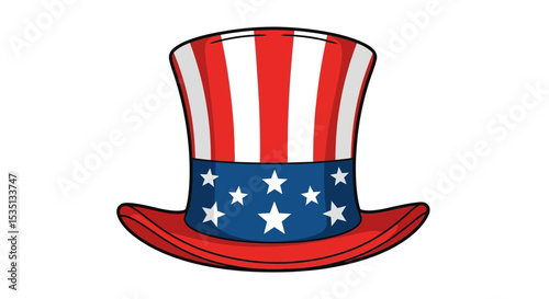 Patriotic Uncle Sam Top Hat American Flag Illustration