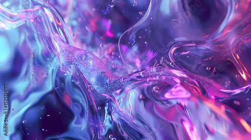 Abstract Fluid Art Purple Pink Swirls Neon Glow Liquid Texture Background Design