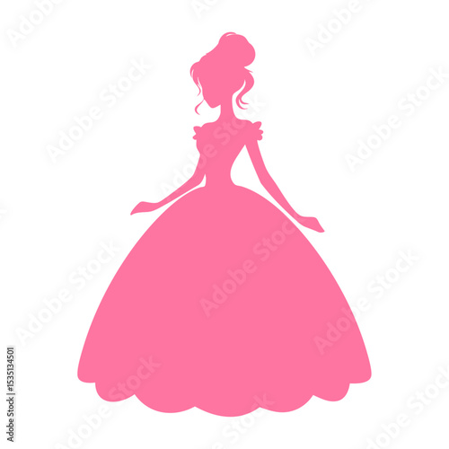 Pink Silhouette of Woman in Ball Gown