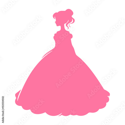 Pink Silhouette of Woman in Ball Gown
