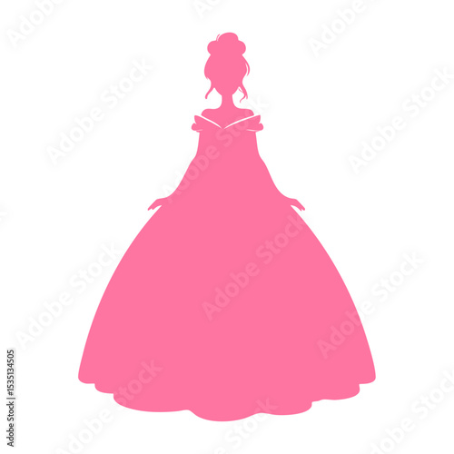 Pink Silhouette of Woman in Ball Gown