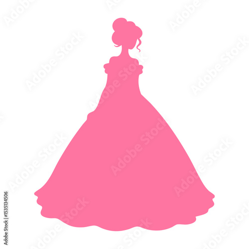 Pink Silhouette of Woman in Ball Gown