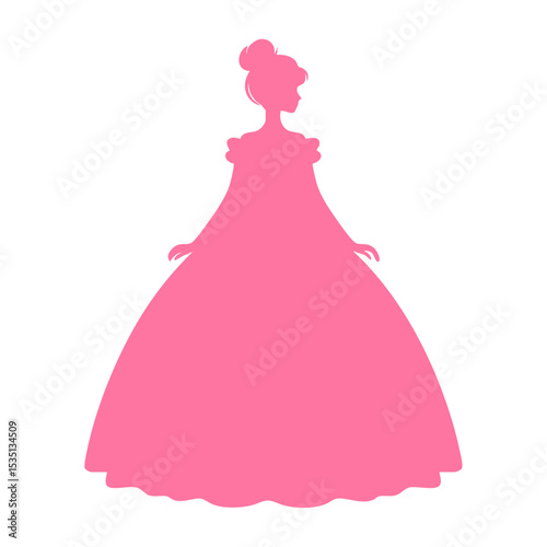Pink Silhouette of Woman in Ball Gown
