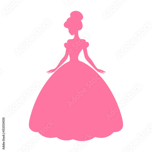 Pink Silhouette of Woman in Ball Gown