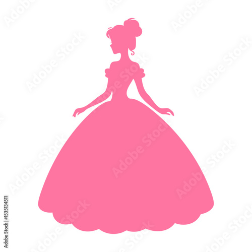 Pink Silhouette of Woman in Ball Gown