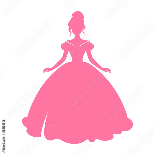 Pink Silhouette of Woman in Ball Gown