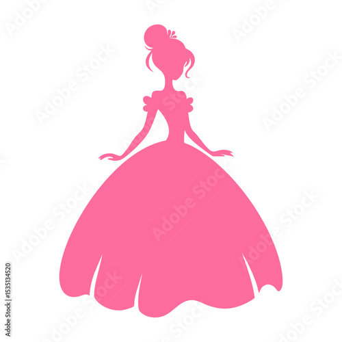 Pink Silhouette of Woman in Ball Gown