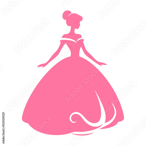 Pink Silhouette of Woman in Ball Gown