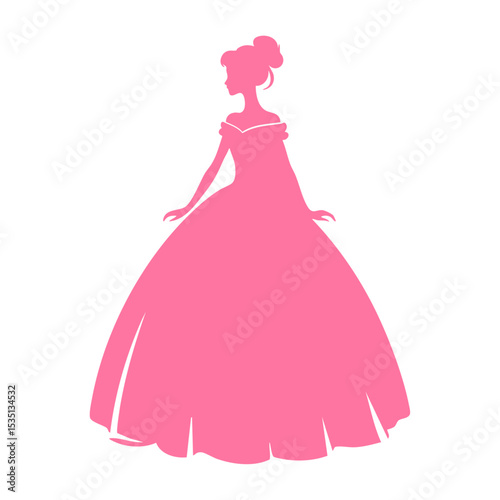 Pink Silhouette of Woman in Ball Gown