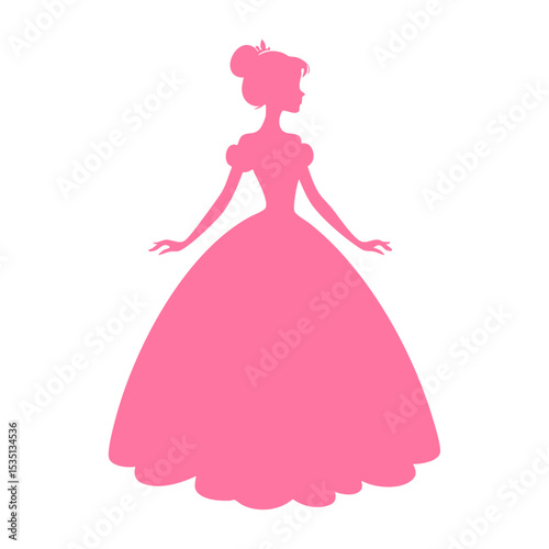 Pink Silhouette of Woman in Ball Gown