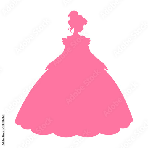 Pink Silhouette of Woman in Ball Gown