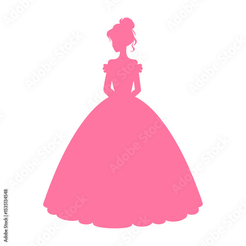 Pink Silhouette of Woman in Ball Gown