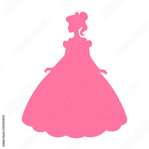 Pink Silhouette of Woman in Ball Gown