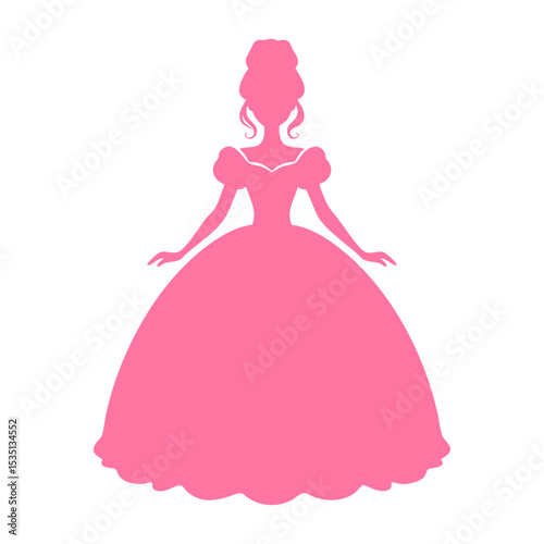 Pink Silhouette of Woman in Ball Gown