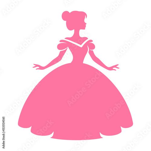 Pink Silhouette of Woman in Ball Gown