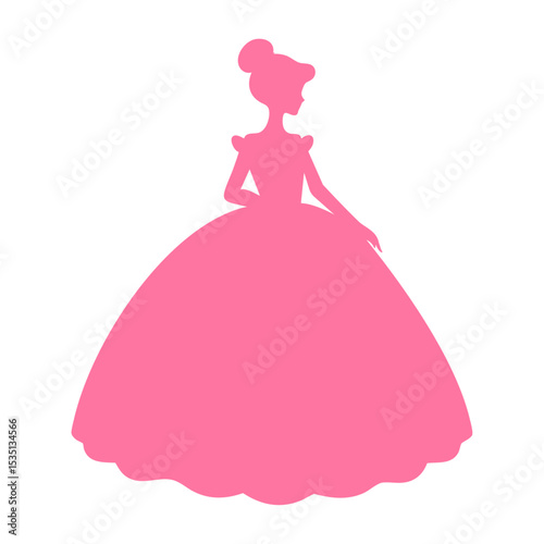Pink Silhouette of Woman in Ball Gown