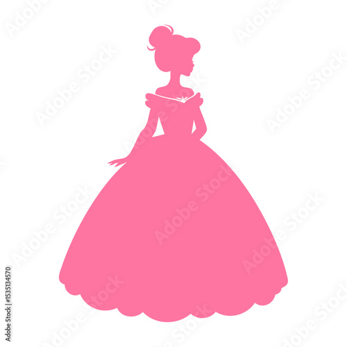Pink Silhouette of Woman in Ball Gown