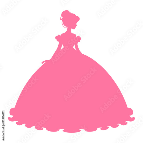 Pink Silhouette of Woman in Ball Gown