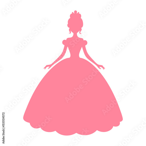 Pink Silhouette of Woman in Ball Gown