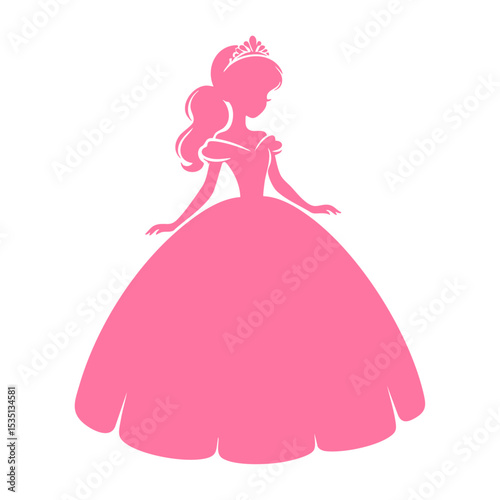 Pink Silhouette of Woman in Ball Gown