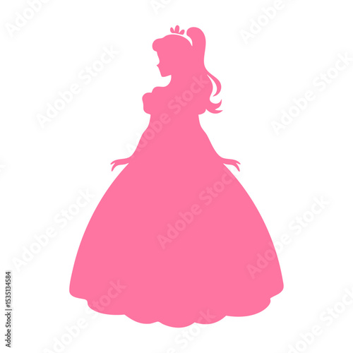 Pink Silhouette of Woman in Ball Gown
