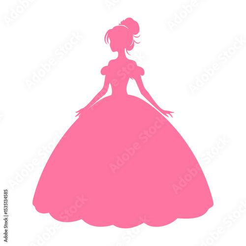 Pink Silhouette of Woman in Ball Gown