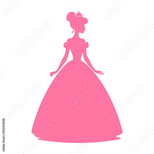 Pink Silhouette of Woman in Ball Gown