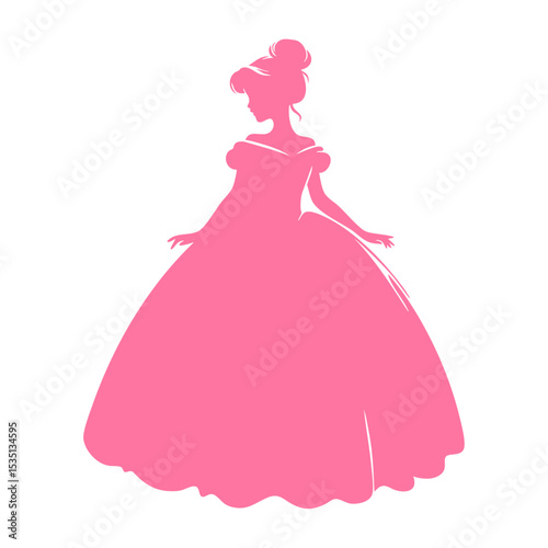 Pink Silhouette of Woman in Ball Gown