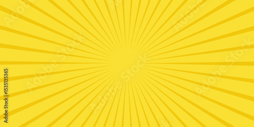 Yellow banner with Sun rays, yellow lines background, light