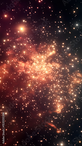 Stellar Nebula with Bright Star Clusters and Cosmic Dust