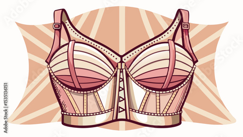Stylish longline bra in soft white with extended band and boning, giving vintage elegance. Perfect centerpiece for detailed, structured vector lingerie illustrations.

