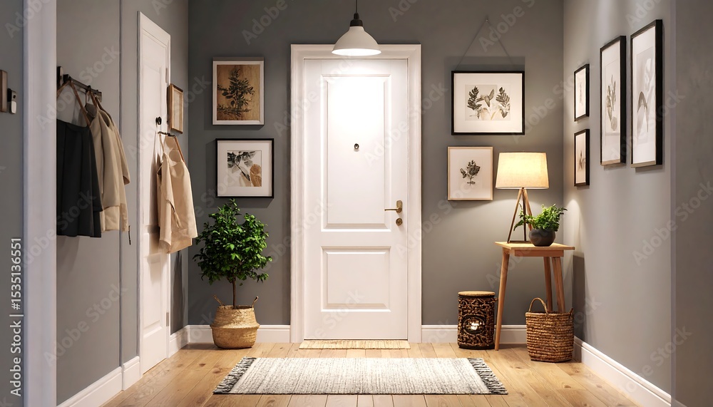 Fototapeta premium Modern entryway with framed artwork