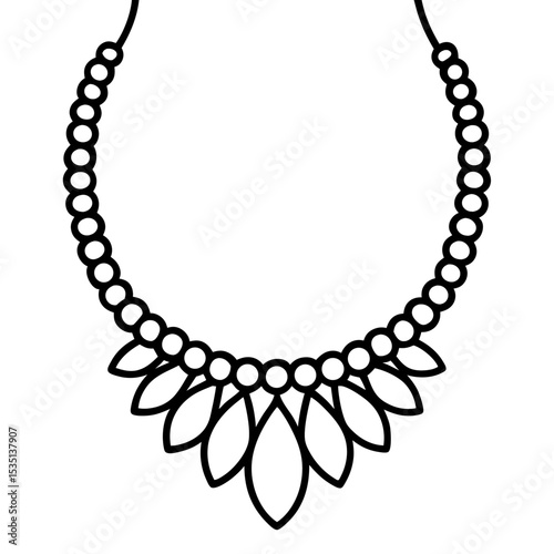 Vintage Necklace Outline Vector