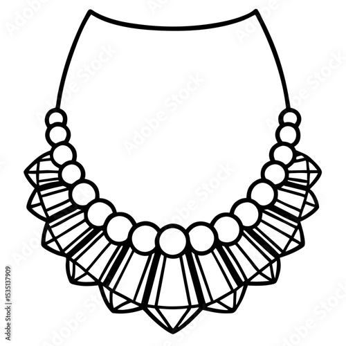 Vintage Necklace Outline Vector