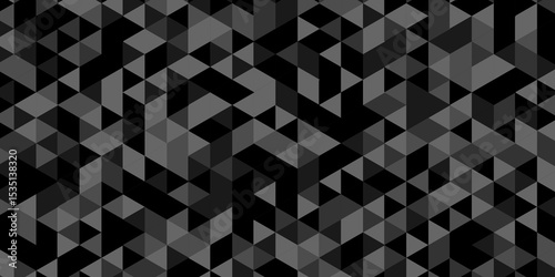 Abstract geometric wall tile and metal cube background triangle wallpaper. Seamless geometric pattern low polygon backdrop background. Black diamond overlap polygonal background.	