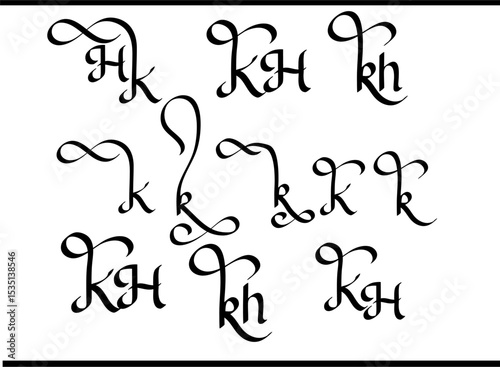 Elegant KH Calligraphy Logo Design | Custom K&H Monogram