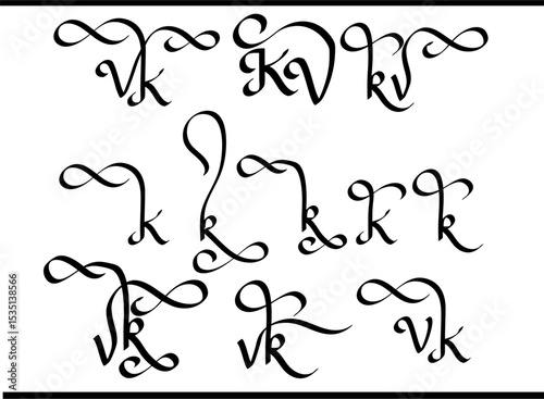 KV Logo – Elegant Calligraphy Monogram of K and V Interlocked Letters