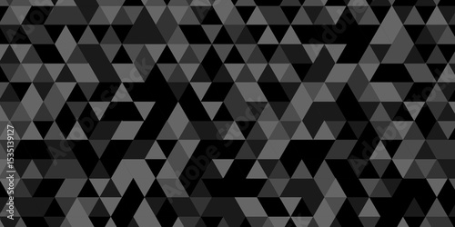 Abstract geometric wall tile and metal cube background triangle wallpaper. Seamless geometric pattern low polygon backdrop background. Black diamond overlap polygonal background.	