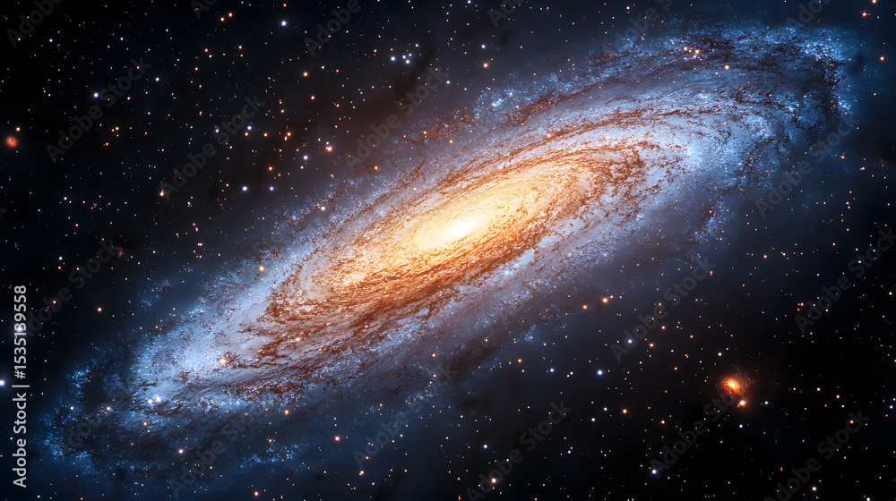 Fototapeta premium Spiral Galaxy with Bright Core and Starry Arms