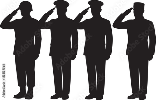 Army Saluting Pose Illustration – Uniformed Personnel Clipart

