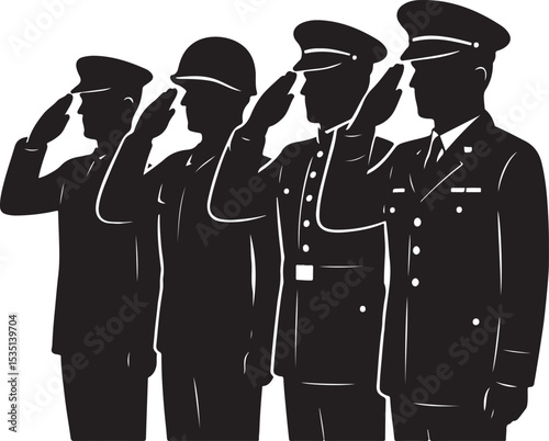Army Saluting Pose Illustration – Uniformed Personnel Clipart

