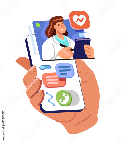 Online doctor or therapist communication with patient. Medical services, healthcare, modern medicine