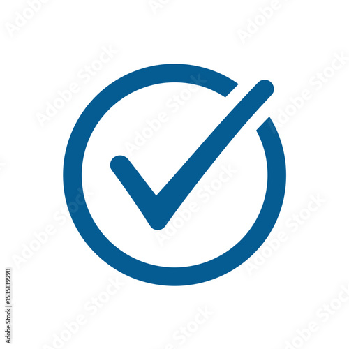 Simple blue checkmark icon within a circular outline  