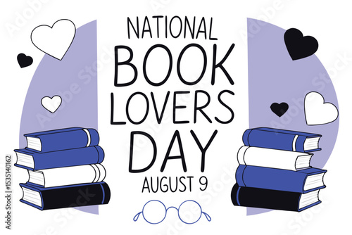 National book lovers day august 9th celebration vector illustration design featuring books and literary elements