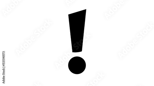 Classic black exclamation mark silhouette on white background  