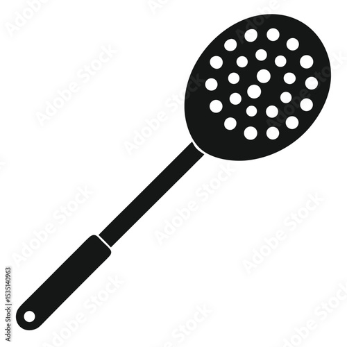 Black and white kitchen utensil skimmer isolated on a clean white background for cooking.