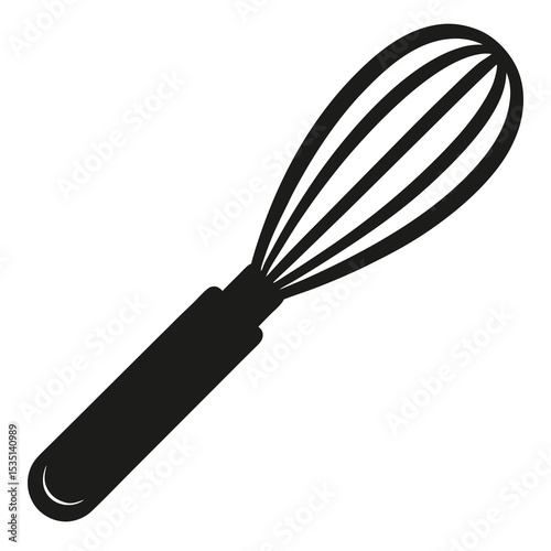 Black and white kitchen whisk illustration perfect for culinary and cooking related concepts