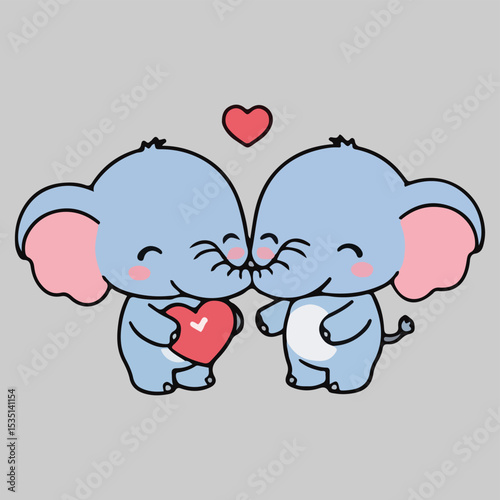 Cute Elephant Couple in Love