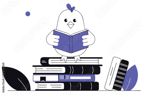 National book lovers day celebration card design featuring book and floral elements